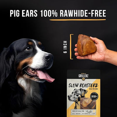 Scott Pet Grillerz Pig Ears for Dogs, 12 Count, Natural Dog Chews, Single Ingredient, High Protein, Easy to Digest, Supports Healthy Teeth, for All Life Stages