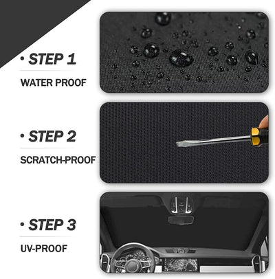 Car Windshield Snow Cover, Upgraded 600D Oxford Fabric Windshield Frost Cover, 75×47 Inch Wind and Snow Protection Kit, Four Seasons Car Windshield Sunshade and Snow Cover, Universal Truck, SUV, Car