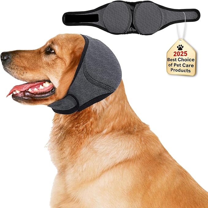 No Flap Ear Wraps for Dogs Dog Ear Muffs Noise Protection Cover Waterproof Snoods for Dogs Bathing Grooming Thunder Fireworks Doggie Hush Ear Covers French Bulldog Pointy Tight Fit Ears(L)