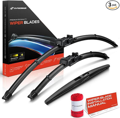 A-Premium 26"+15"+11" Windshield Wiper Blades with Wear Indicator & Towel | Compatible with Chevrolet Sonic 2012-2020, Front Rear Wipers Blade Set for TL2/Snap Claw Arm Connector, Pack of 3