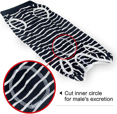 Dotoner Dog Recovery Suit Abdominal Wound Puppy Surgical Clothes Post-Operative Vest Pet After Surgery Wear Substitute E-Collar & Cone(2XL, Blue Stripe)