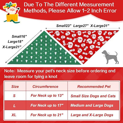 Vivifying Dog Christmas Bandana, 2 Pack Santa Claus and Christmas Tree Pet Scarves for Small Medium and Large Dogs, Holiday Costume for Photo Prop, and Party Decor (Large, Red&Green)
