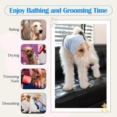 Nanaki Calming Hoodie Dog Grooming Ear Cover Anxiety Relief-No Shake Dog Ear Wrap Hematoma, Striped Head Wrap Snoods for Noise Protection, Bath, Fireworks, Thunderstorm, Blow Drying, Warm-Keeping