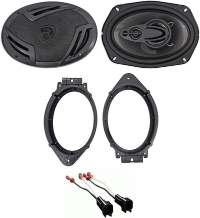 Rockville Pair RV69.4A 6x9 4-Way Car Speakers 1000 Watts Bundle with METRA 82-3004 6x9 Speaker Adapter Bracket Plate & METRA 72-5600 Speaker Wire Harness Connector Compatible with Ford (3 Item)