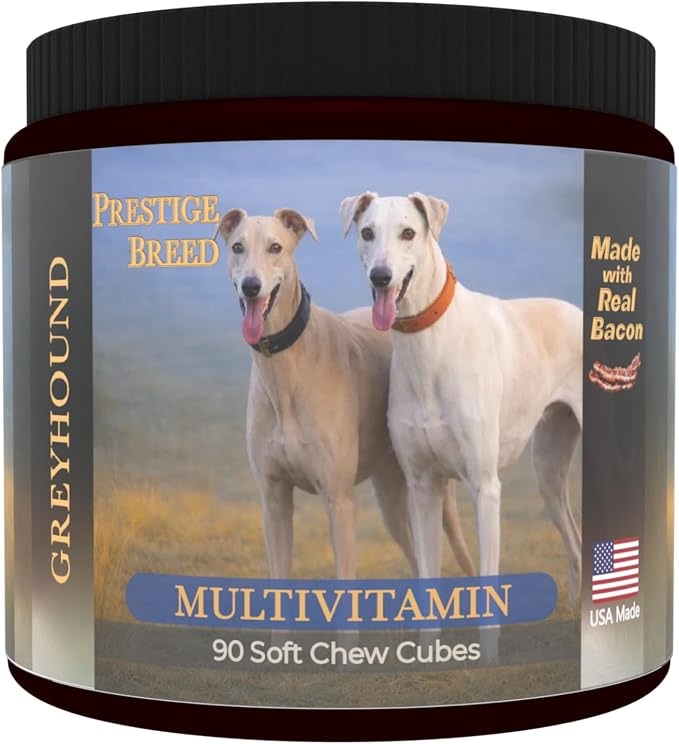 Greyhound Multivitamins, 90 Count, Made in the USA with Real Bacon.