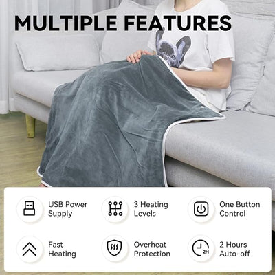 Warm Storm Heated Electric Knee Blanket, Gray, 30"x40" | 4 seasons, Office, Car, Home,Fast Heating Soft Flannel, 3 Heat Levels, 2H Auto-Off, Battery Not Included