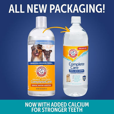Arm & Hammer Complete Care Dental Water Additive for Dogs, Value Size 35 Fl Oz, Dog Breath Freshener, Baking Soda Enhanced, Tartar Control, Odorless Flavorless