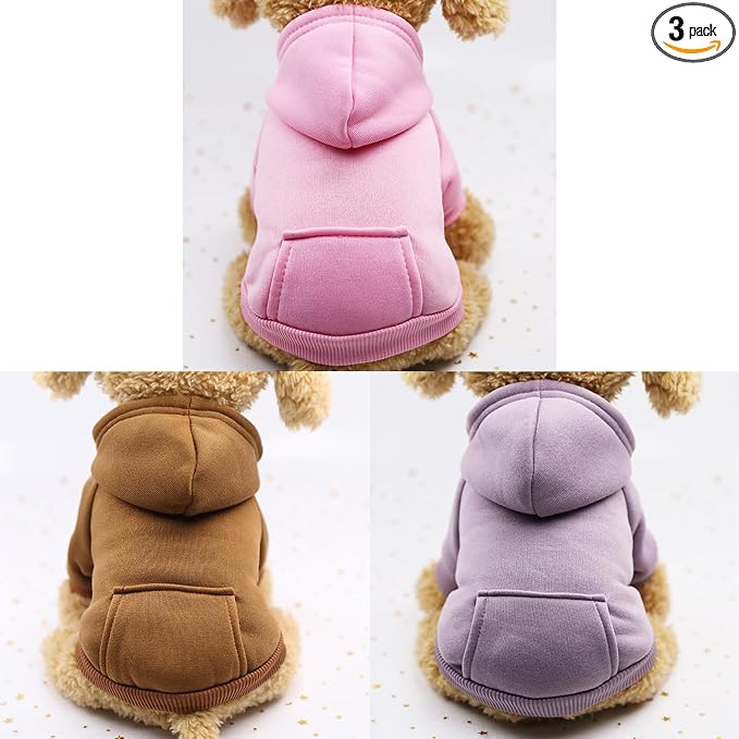TAPBULL Dog Dresses, Fashionable Pet Dog Sweatshirt Clothes in Light Colors, Cute Cat Birthday Dress Outfit (Pink/Purple/Coffee 3-Pack), Small