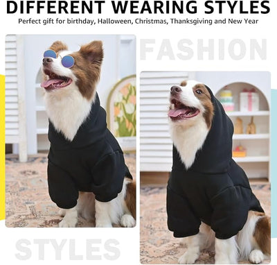 SCENEREAL Christmas Dog Hoodie with Leash Hole, Warm & Soft Fleece Pet Sweater & Sweatshirt for Small Medium Large Dogs, Xmas Elk Print Pets Clothes Cold Weather Costume, XS