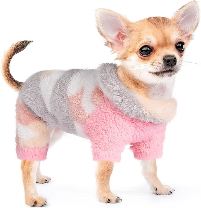Sebaoyu Turtleneck Dog Pajamas for Small Dogs, Fleece Sweater Winter Cute Tiny Clothes Outfit, Puppy Pet Jumpsuits Chihuahua Yorkie Cat Clothing (Camouflage Pink, XX-Small)
