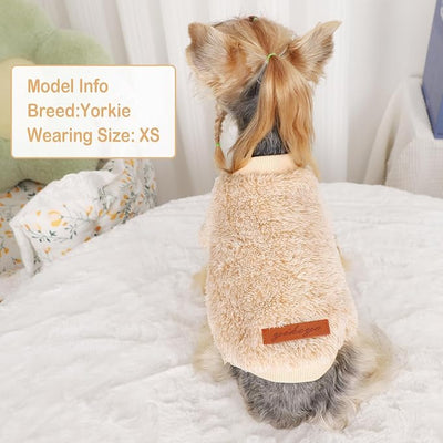 Dog Sweater Sweaters for Small Dogs Girl Purple Fleece Clothes Winter Soft Thickening Warm Puppy Boy Teacup Yorkie Chihuahua (XS,Khaki)