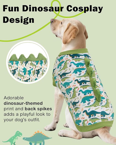 CuteBone Dinosaur Costume Dog Shirt, Stretchy Velvet T-Shirt Clothes for Large Dogs, Soft & Breathable Pet Tee Outfit Pitbull Apparel for Daily Wear, Cozy Pullover Design Big Dog Fashion COSBX03-3XL