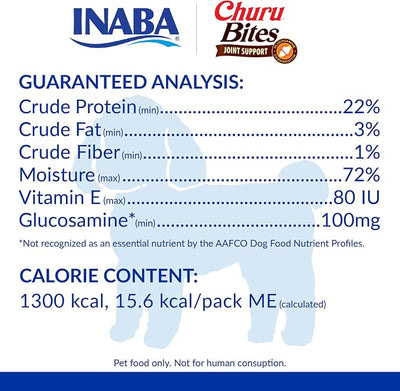 INABA Churu Bites Joint Support for Dog, Functional Lickable Dog Treat with Taurine & Green Tea Extract, 1.26oz Each, 18 Tubes Total, Chicken Recipe