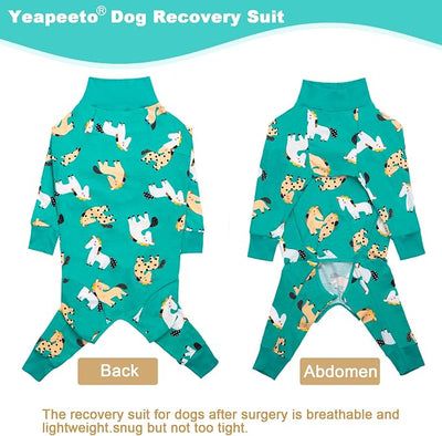 Dog Recovery Suit After Surgery Female Male, Medium Large Dog Neuter Shirt Cone Alternatives Prevent Licking Surgical Onesies (Green Pony, 2X-Large)