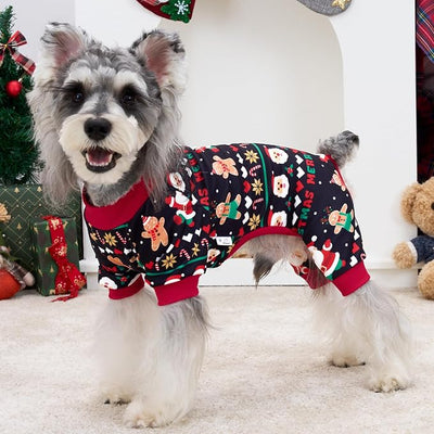 XPUDAC 4 Pack Christmas Dog Pajamas Comfy Dog Clothes for Medium Large Dogs Girl Boy Holiday Pet Outfit Winter Puppy Jumpsuits Pet Pjs Apparel，5XL