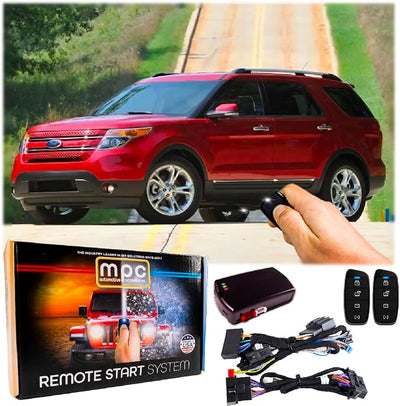 MPC 4-Button Remote Starter Compatible with 2011-2015 Ford Explorer - T-Harness - Includes (2) 4-Button Extended Range Remotes - Up to 3,000 ft - Firmware Preloaded - USA Tech Support