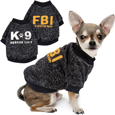 2 Pack Chihuahua Sweater Dog Sweaters for Small Dog Boy Black Fleece Sweater Chihuahua Clothes Pattern Puppy Clothes Fall Winter Pet Clothing Medium
