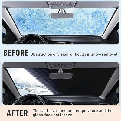 Car Windshield Snow Ice Cover with Side Mirror and Elastic Hook, 5 Magnetic Automotive Windshield Snow Frost Cover, Foldable Car Windshield Sun Shade for Most Cars, SUV/Truck/MPV(61"x46"Inch)