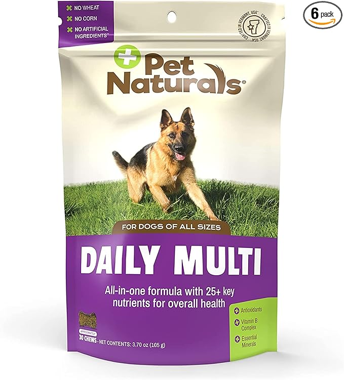 Daily Multivitamin for Dogs, Veggie Flavor, 30 Chews - Yummy Chews with Amino Acids, and Antioxidants - Supports Energy, Metabolic Function and Pet Wellness (Pack of 6)