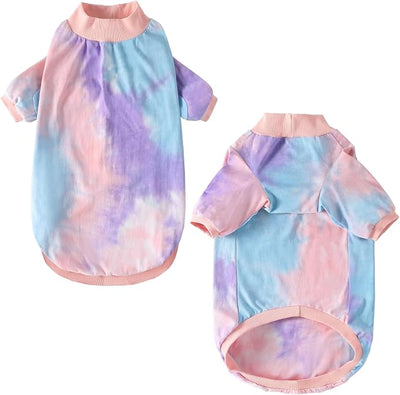 Dog Cotton Colorful Tie Dye T-Shirts Soft and Stretchy Breathable Pet Shirt Pajamas Pets Clothes for Large Dogs Tiedye XL