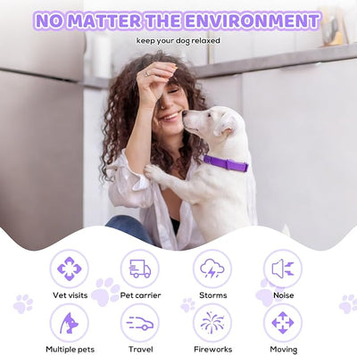 Calming Collar for Dogs 1 Pack, 30 Days Pheromone Dog Collar for Anxiety and Stress Support, Adjustable Dog Calming Collar for Small Medium Large Dogs, Waterproof, Purple