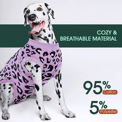 Kuoser Dog Recovery Suit for Dogs After Surgery,Professional Surgical Onesie for Female Male Dogs Spay Neuter,Soft Dog Surgery Suit Bodysuit for Abdominal Wounds Skin Disease,Purple Leopard L