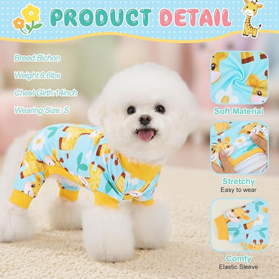 XPUDAC 4 Pieces Dog Pajamas for Small Medium Sized Dogs Stretchable Dog Pjs Soft Puppy Clothes Boy Girl Cats Pet Outfits, M
