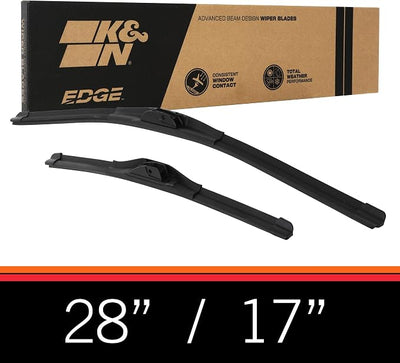 K&N EDGE Windshield Wipers: All Weather Performance, Superior Wiper Blades to Windshield Contact, Streak-Free Wipe Technology: 28 Inch + 17 Inch Wiper Blades (Pack of 2)