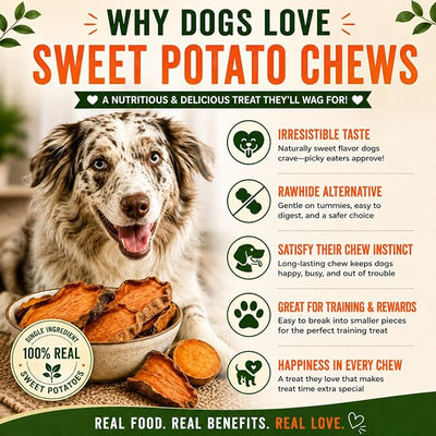 Gaines Family Farmstead Sweet Potato Dog Treats, 14oz Bag - Single Ingredient Sweet Potato Chews for Dogs, Grain Free Rawhide Alternative, High Fiber Healthy Dog Chews, Made in USA
