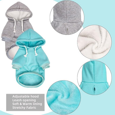 2-Pack Dog Hooded Sweaters & Jackets - Soft Dog Clothes Hoodie for Small/Medium/Large Dogs & Cats | All-Season Comfort & Fit, Stylish Pet Shirts Apparel & Accessories (Light Blue, Grey, Large)