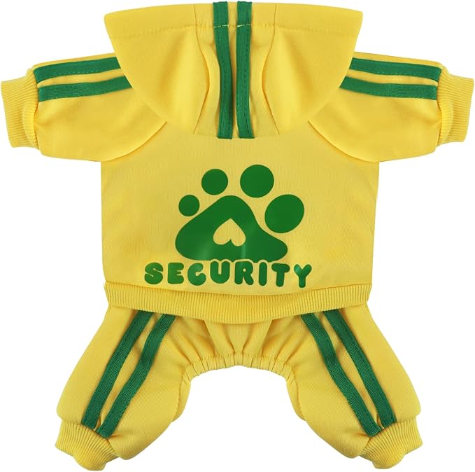 Dog Hoodie 4 Legs Jumpsuit, Yellow, XX-Small | Security Clothes, Soft & Warm, Pullover, Winter Clothes