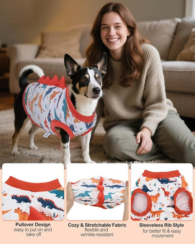 CuteBone Dinosaur Costume Dog Shirt, Stretchy Velvet T-Shirt Clothes for Small Dogs, Soft & Breathable Pet Tee Outfit Cat Apparel for Daily Wear, Cozy Pullover Design Puppy Fashion COSBX02M