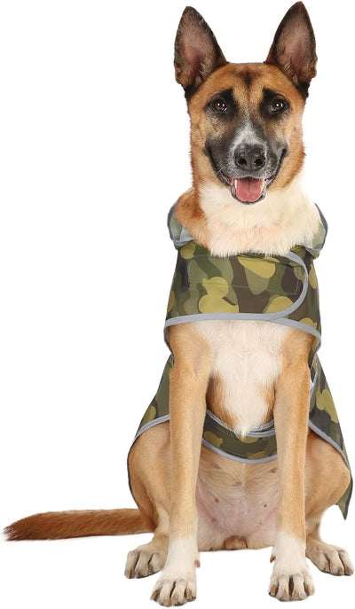 Dog Raincoat for Large Dogs Waterproof Jacket Hooded Rain Coats with Reflective Strips Leash Hole & Poncho Adjustable Fit (CamoDuck,XL)