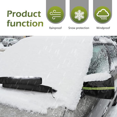 5PCS Car Side Mirror Cover & Windshield Wiper Cover, Protect from Ice Snow Frost Dew Rain Sunproof Vehicle Windshield Wiper Protector, Side Mirror Protector with Drawstring, for Most Cars