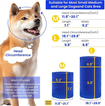 Quiet Dog Ear Muffs 1Pack, Anxiety Relief & Dog Ear Muffs Noise Protection for Grooming, Bathing, Fireworks, and Thunder – Soft Elastic Head and Ear (Medium, Blue)