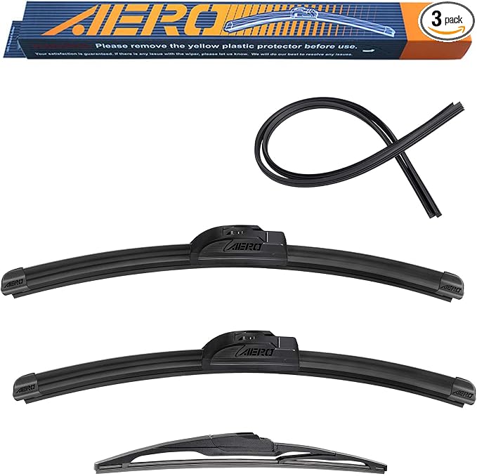 AERO Wipers OEM Replacement for Honda Pilot 2008 2007 2006 2005 2004 2003, 24"+21" Front + 14" Rear, All-Season Windshield Wiper Blades with Extra Squeegee Refills + 1-Year Warranty (Set of 3)