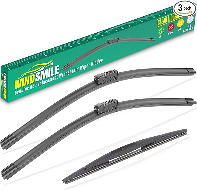 26" 17" 12" Windshield Wiper Blades Replacement for Honda HRV HR-V 2023 2024 2025 Premium All Weather Front Rear Wipers Set - OEM Quality (Pack of 3)