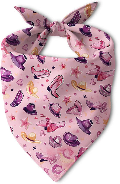 Pink Girl Cowboy Bandanas, Cowboy Costume Dog Scarf, Cowgirl Accessories for Medium Large Dogs