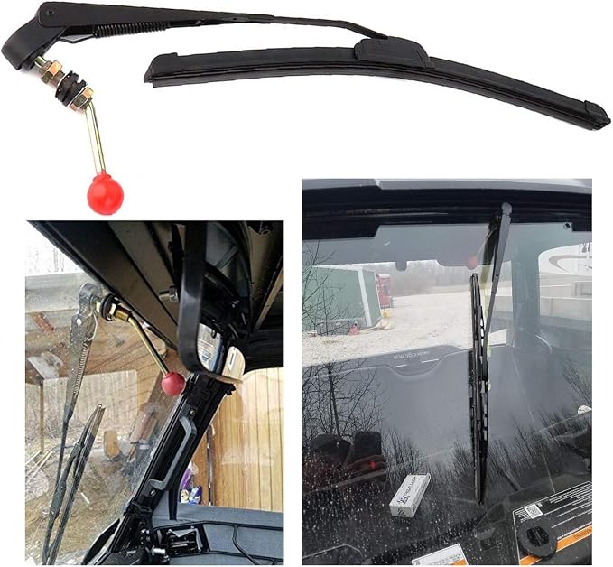 UTV Manual Wiper Hand Operated Windshield Wiper for Polaris Ranger 570 800 900 1000, Polaris RZR 800 900 1000 XP, Polari General 1000 Can Am Kawasaki Honda Pioneer Golf Cart Hand Operated Wiper