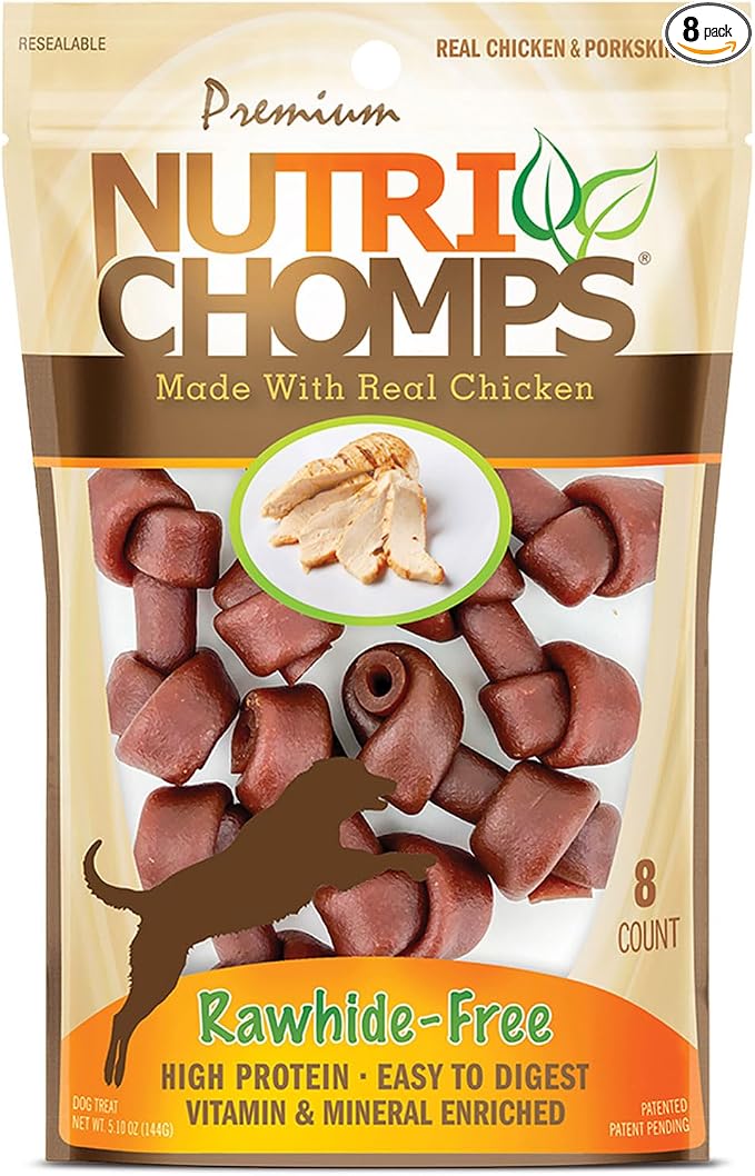 Dog Chews, 2.5-inch Knots, Easy to Digest, Rawhide-Free Dog Treats, 8 Count, Real Chicken flavor