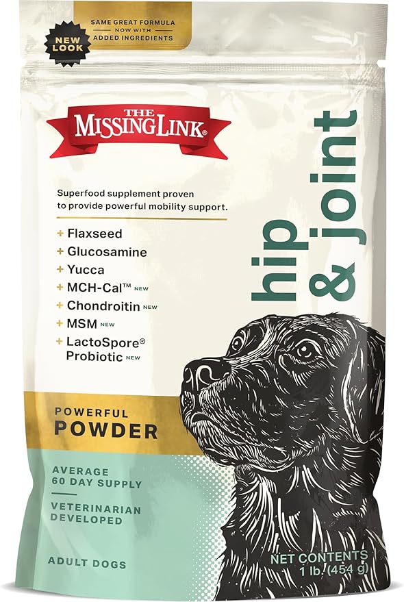 Hip & Joint + Probiotics Supplement 1lb Bag - Superfood Powder for Dog Cartilage & Bone Health, Joint Mobility & Flexibility
