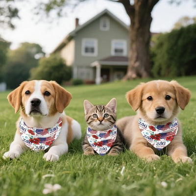 KEIAHUAN Dog Bandana for Small Medium Large Dogs 250 Years Anniversary USA Dog Triangle Bibs Scarf Cat Dog Kerchief Pet Costume Accessories Decor