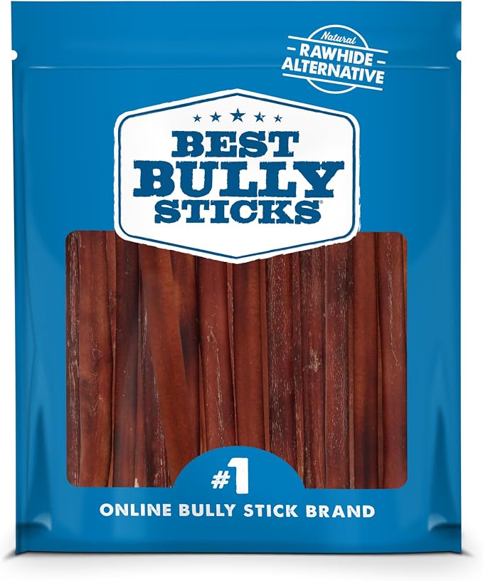 12 Inch Bully Sticks for Dogs - 50 Count (Pack of 1) - Natural, Easily Digestible, 100% Grass-Fed Beef, Grain and Rawhide Free