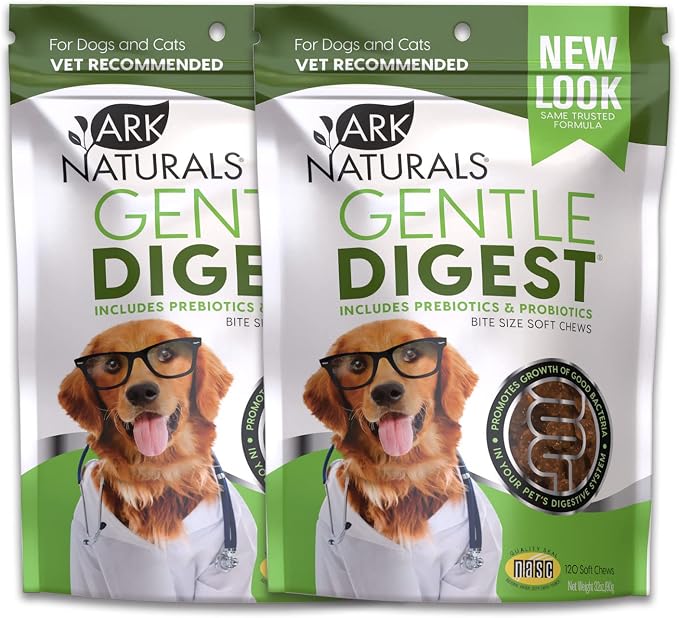 Gentle Digest Soft Chews, Vet Recommended Dog and Cat Prebiotics and Probiotics, Digestive and Immune System Support, 2 Pack