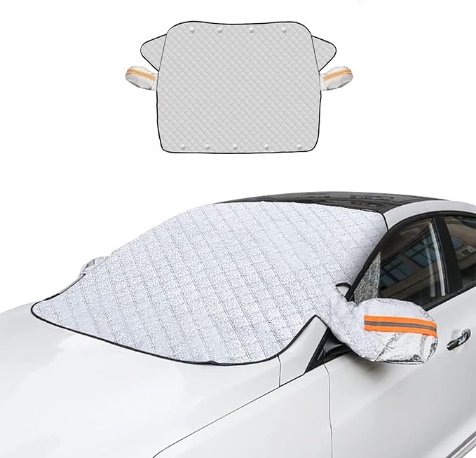 Car Windshield Snow Cover, Magnetic Windshield Snow Cover 4-Layer Protection for Snow, Ice, Frost, Sunlight, Car Windshield Cover with Side Mirror Protector Fit for Most Cars Sedan Compact SUV