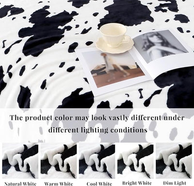 Twin Size Blanket, Black and White, 60x80 inches | Warm Cozy Soft Fuzzy Fleece, For Bed Couch Travel Camping, All Season Home Room Decor