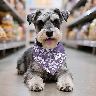 KEIAHUAN Purple Hibiscus Flowers Dog Bandana Triangle Dogs Bibs Scarf Reversible Pet Scarf Adjustable Washable Pet Handkerchief for Small Medium Dog 1 Pcs