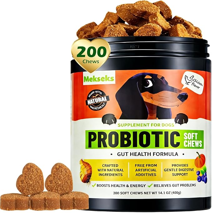 Dog Probiotic Soft Chews Support Gut Health Immunity, Diarrhea Gas Relief, Digestive Yeast Balance, Relieve Itchy Skin, with Pumpkin Blueberry, 6 Digestive Enzymes 4 Prebiotics 6 Probiotics for Dogs