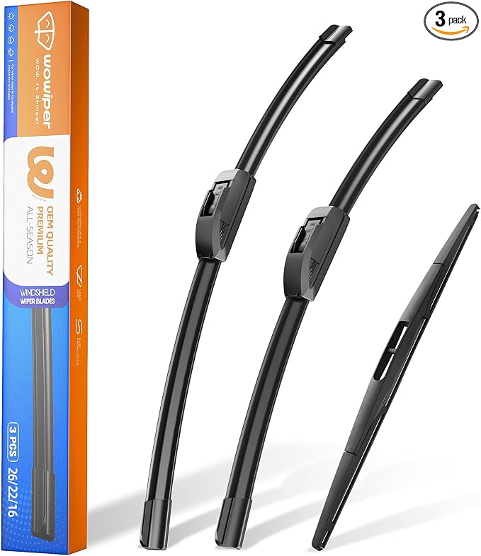 26"+22" Windshield Wiper Blades with 16" Rear Wiper Replacement for Honda Odyssey 2005-2011 2012 2013 2014 2015 2016 2017 2018 2019 2020 2021 2022-OEM Quality All-Weather J Hook(Set of 3)