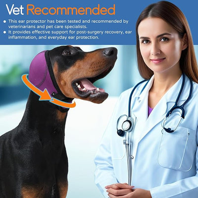Dog Ear Muffs & Swim Cap and No Shake Ear Wrap for Bathing, Hematoma, Drying & Noise Anxiety Relief - Elastic Waterproof Ear Protection with Calming Hoodie for Grooming